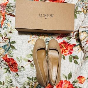J. Crew Suede Low Ballet Heels - Nude / Beige (9.5)